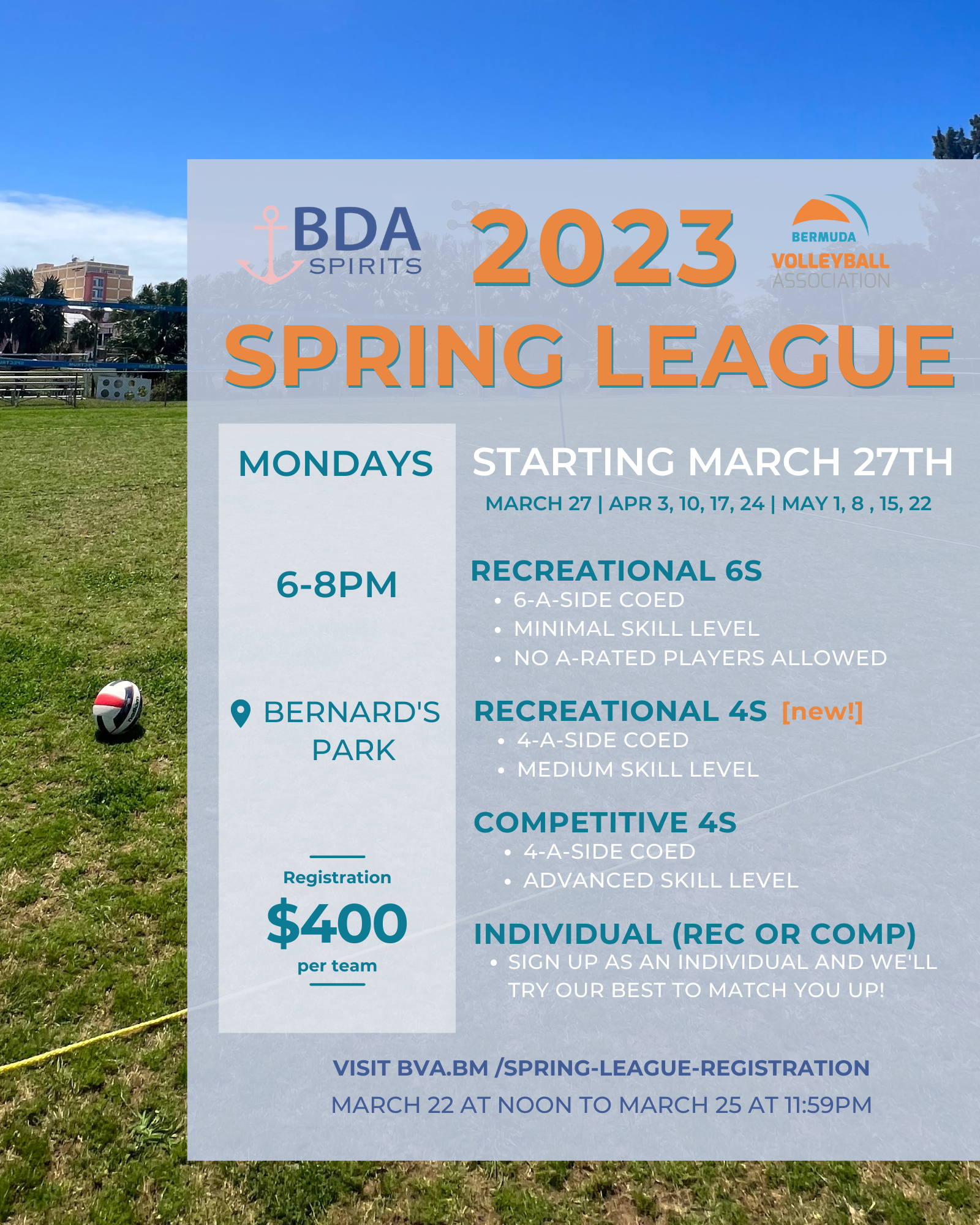 2023 Spring League Flyer Full Info